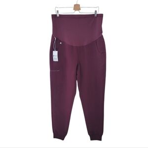 FIGS Burgundy Zamora Maternity Jogger Scrub Pant Size L